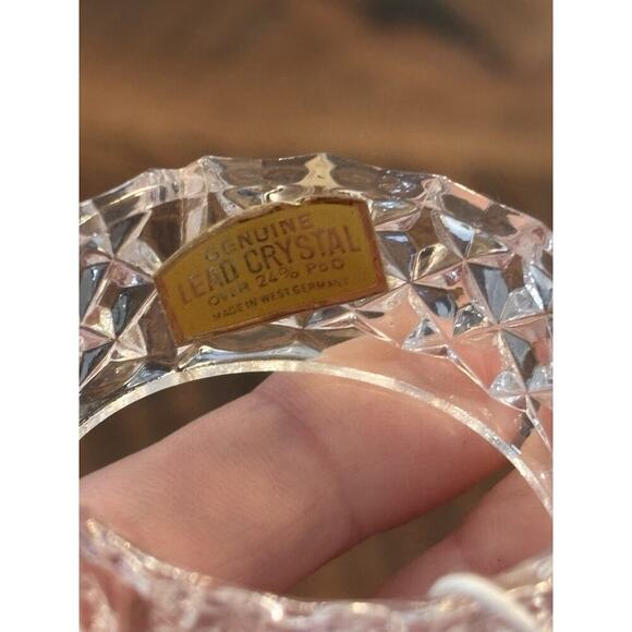 24% Genuine Lead Crystal Lid & Label Western Germany Hand Cut Ice Biscuit Candy - Picture 9 of 9